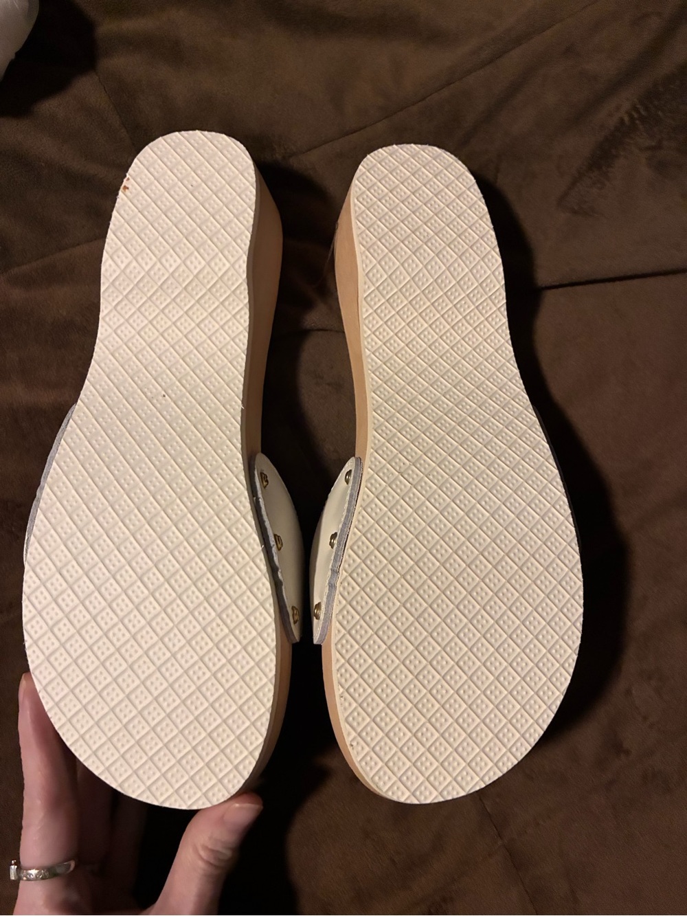 Dr. Scholl's Leather Upper wooden bottom Buckle Clog Sandals, size 9 - Picture 4 of 7